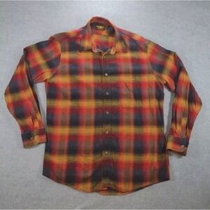 OshKosh B'gosh Flannel Mens Large Plaid Long Sleeve Cotton Made In Hungary